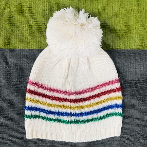 Betsey Johnson Beanie - Hat -NWT-Rainbow Stripe - Picture 6 of 8